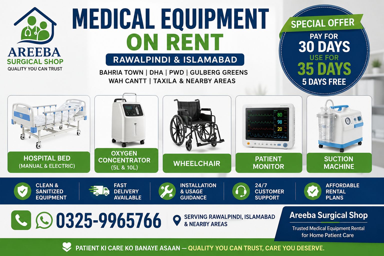 Medical Equipment on Rent in Islamabad & Rawalpindi | Areeba Medics